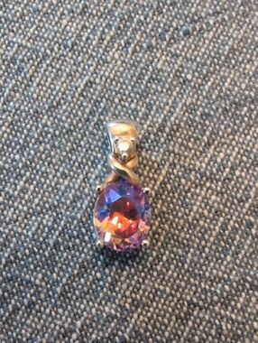 Sterling Silver Pendant with Iridescent Purple-pink Crystal